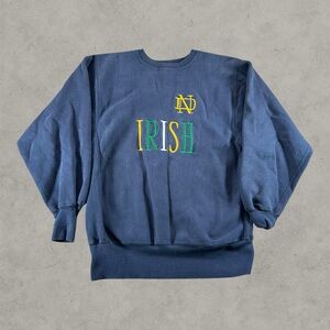 Vintage Champion Reverse Weave Sweatshirt Mens Large Navy Blue 90s Notes Dame